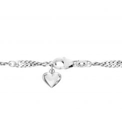 Singapore anklet in 925 silver with heart pendant