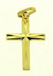 Cross pendant in 375 yellow gold, highly polished