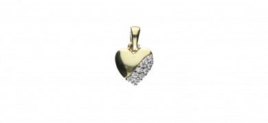 Bicolor heart pendant in 375 yellow and white gold with zirconia