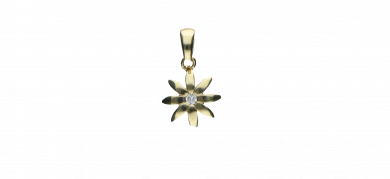 Flower pendant in 375 yellow gold with zirconia