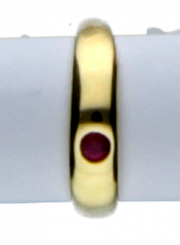 Pendant ring in 375 yellow gold with red zirconia, diameter 11.6 mm