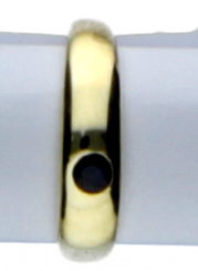 Pendant ring in 375 yellow gold with black zirconia, diameter 11.6 mm