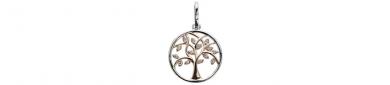 Pendant tree in 925 silver two-tone red (rose gold-plated) / white