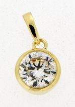 Round pendant in 585 yellow gold with zirconia