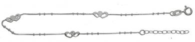 Fantasy anklet with hearts in 925 silver