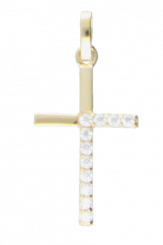 Cross pendant in 585 yellow gold with zirconia