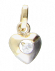 Heart-shaped pendant, two-tone in 585 yellow and white gold with zirconia