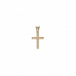 Cross pendant in 585 yellow gold with zirconia