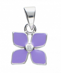 Flower pendant in 925 silver with zirconia and enamel