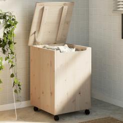 Laundry basket with castors RANA 45x45x64 cm solid pine wood