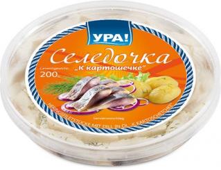 URA! Herring fillet pieces with dill in oil "K kartoschetschke", 200g