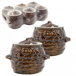 Ceramic pot set various motifs, 6 pcs, each 0.6 L