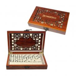 Dominoes" game, in wooden box 20 x 12 x 4 cm