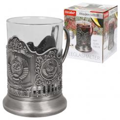 Teeglashalter "Wappen der UDSSR" mit Teeglas, 200 ml