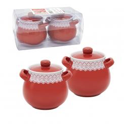 Keramiktopf-Set "Rodina" rot, 2 St, je 0,65 L