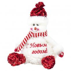 Plush snowman doll with hidden candy compartment, 30 cm