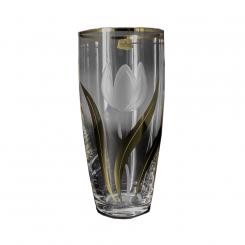 Bohemia Crystal vase tulip with gold, 250 mm