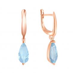 Earrings in 585 rose gold with blue topaz