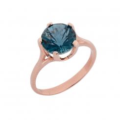 Ladies' ring in 585 rose gold with blue topaz