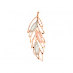 Leaf-shaped pendant in 925 silver with aqua agate and quartz, rose gold-plated