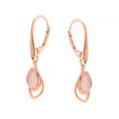 Earrings in 925 silver with pink quartz, rose gold-plated