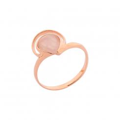 Ladies' ring in 925 silver with rose quartz, rose gold-plated