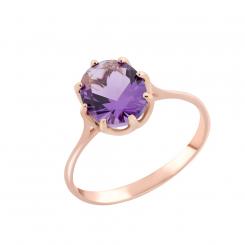 Ladies' ring in 585 rose gold with amethyst