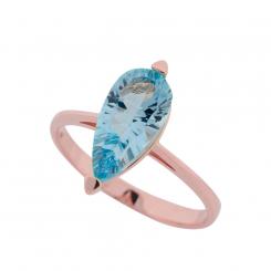 Ladies' ring in 585 rose gold with blue topaz