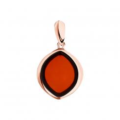 Pendant in 925 silver with cherry amber, rose gold-plated