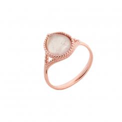 Ladies' ring in 925 silver, rose gold-plated, with rose quartz