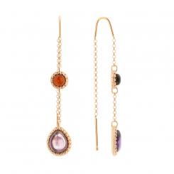 Earrings rose gold plated 925 silver with cherry amber, amethyst