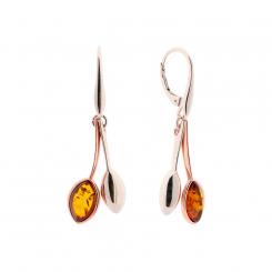 Earrings rose gold plated 925 silver with amber