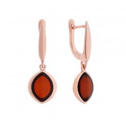 Earrings gold plated 925 silver with cherry amber