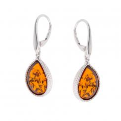 Earrings in 925 silver with cognac amber stone