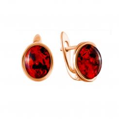 Earrings in 925 sterling silver with oval red amber