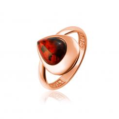 Ladies' ring in gold-plated 925 sterling silver with amber