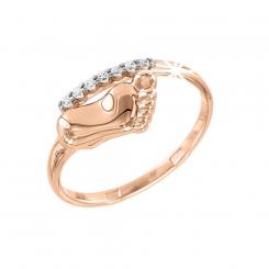 Ladies ring baby foot in 585 rose gold with cubic zirconia