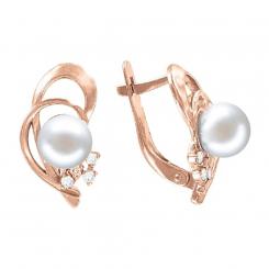 Karatov earrings in 585 rose gold with pearls and zirconia