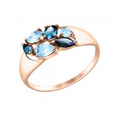 Sokolov ladies' ring in 585 red gold with topaz London Blue and Swiss