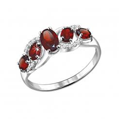 Sokolov ladies' ring in 925 silver with garnet and zirconia