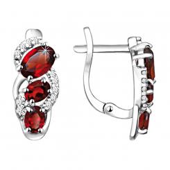 Sokolov earrings in 925 silver with garnet and zirconia