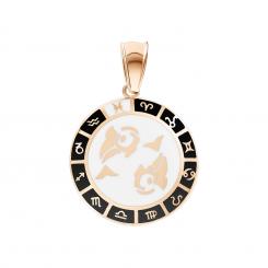 Zodiac sign pendant Pisces in 585 rose gold with enamel