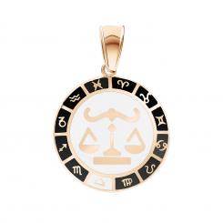 Zodiac sign pendant Libra in 585 red gold with enamel