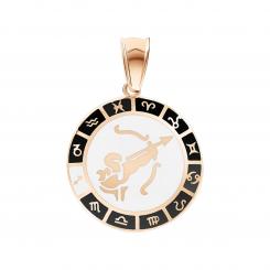 Sagittarius zodiac sign pendant in 585 red gold with enamel