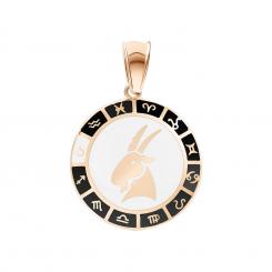 Zodiac sign Capricorn pendant in 585 rose gold with enamel