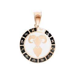 Zodiac sign pendant Aries in 585 rose gold with enamel