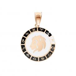 Leo zodiac sign pendant in 585 rose gold with enamel