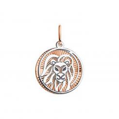 Leo zodiac sign pendant in 585 red/white gold with diamond cut