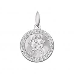 Zodiac sign pendant Gemini in 925 silver with zirconia