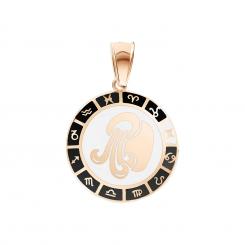 Aquarius zodiac sign pendant in 585 rose gold with enamel